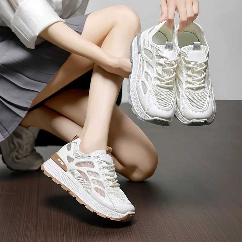 2026 Summer Female Chilled Thread Woven Heritage Runner Super Light Padded Bottom Leisure Footwear Viral Ventilated Everyday