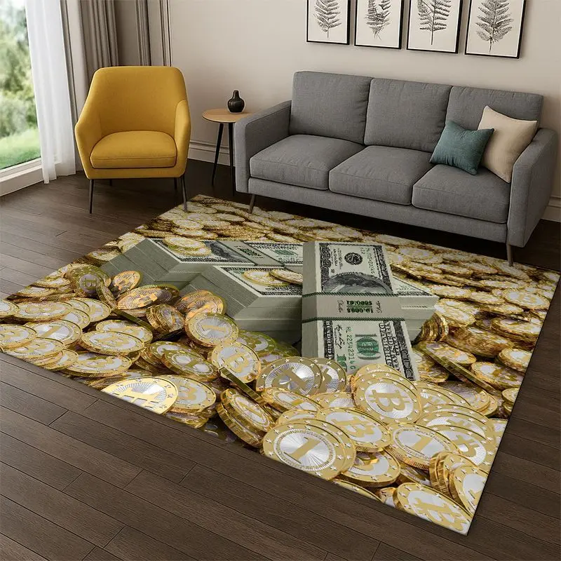 Cartoon Dollar Euro Money Rich Carpet Rug for Bedroom Living Room Sofa Playroom Doormat Home Decor,Kid Game Area Rug Non-slip
