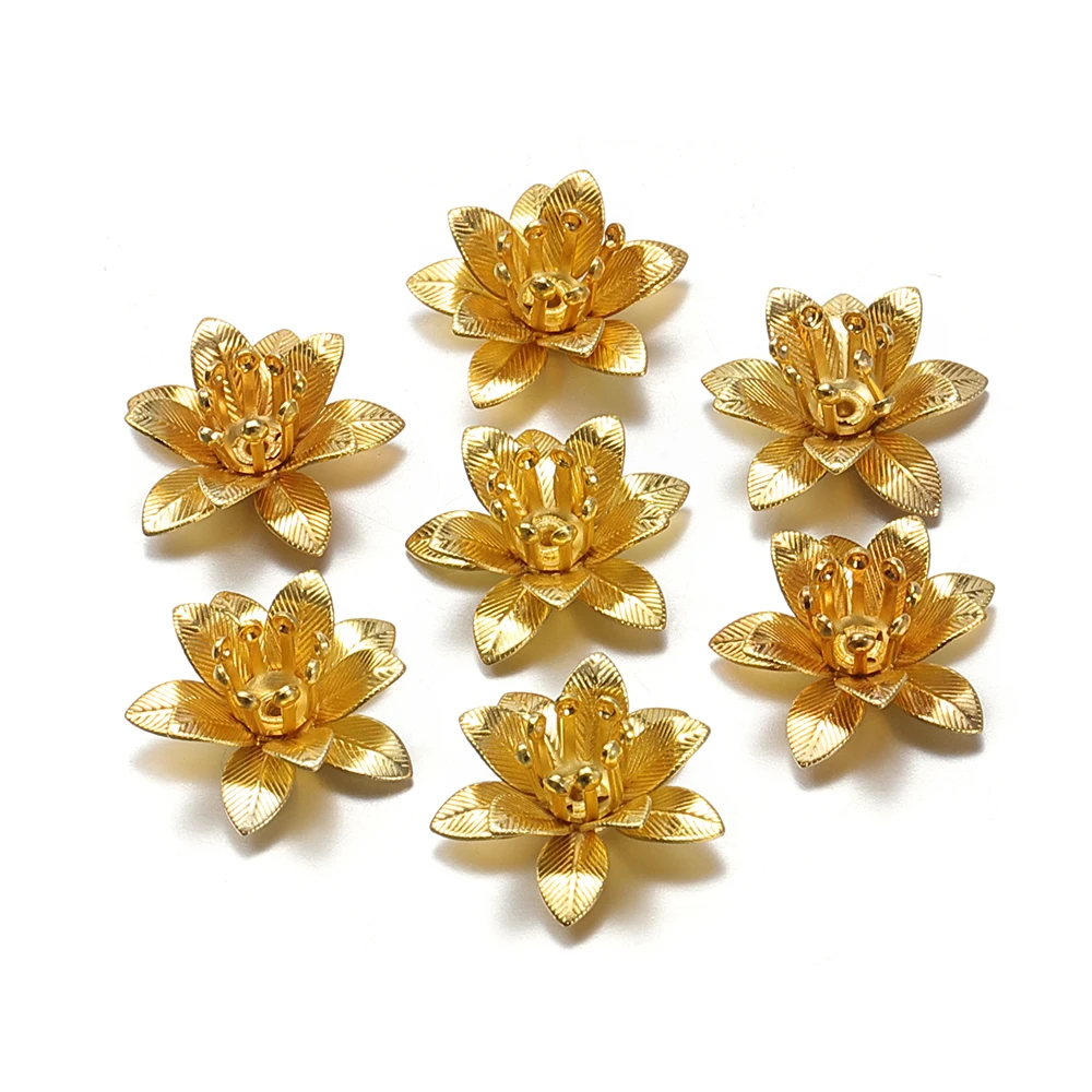 10pcs 6*15mm Copper Filigree Flowers Base Connector Bead Cap Petal End Spacer Charms Pendants Setting DIY Handmade wholesale