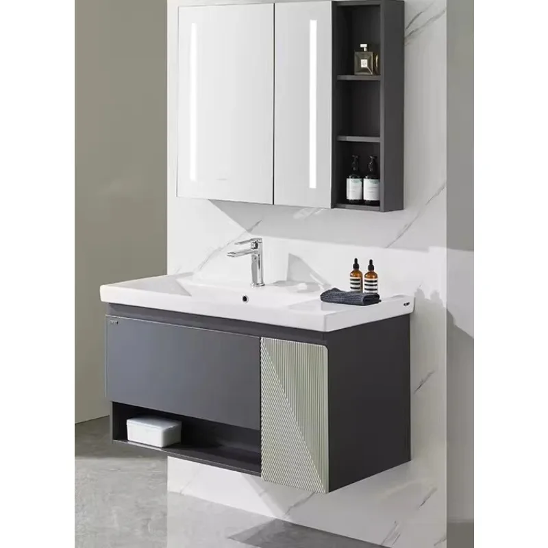 

Ceramic integrated basin Smart bathroom cabinet Solid wood washbasin Cosmetic table