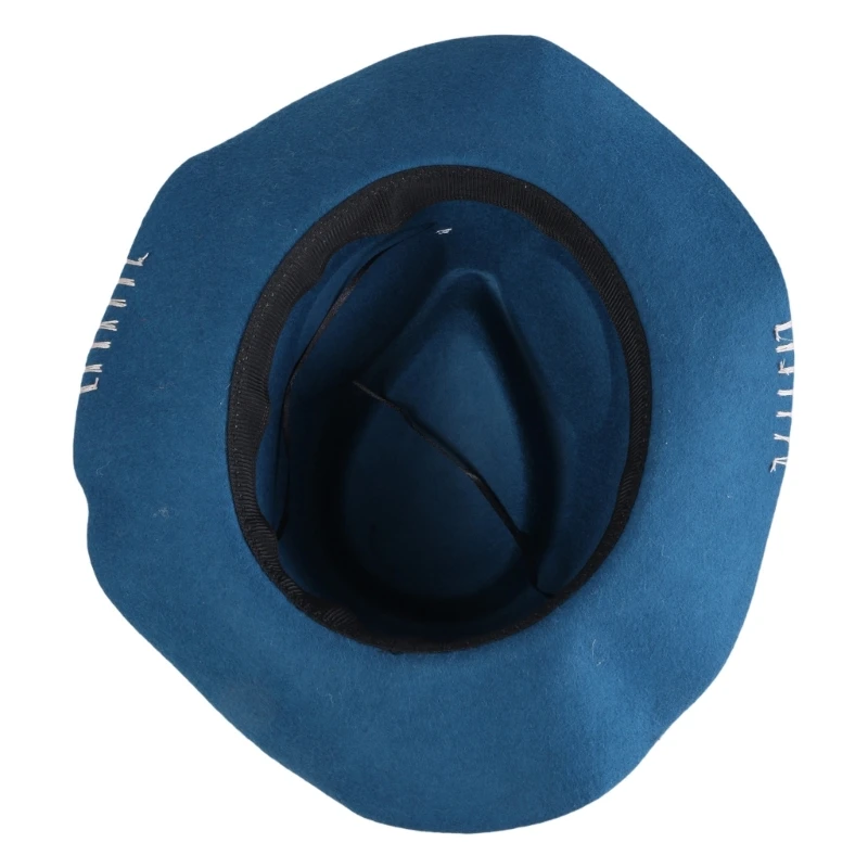 Homburg Top Hat with Exotic Ribbon Victorian Age Wool Top Hat Classical Hat for Boy Men Adults Wool