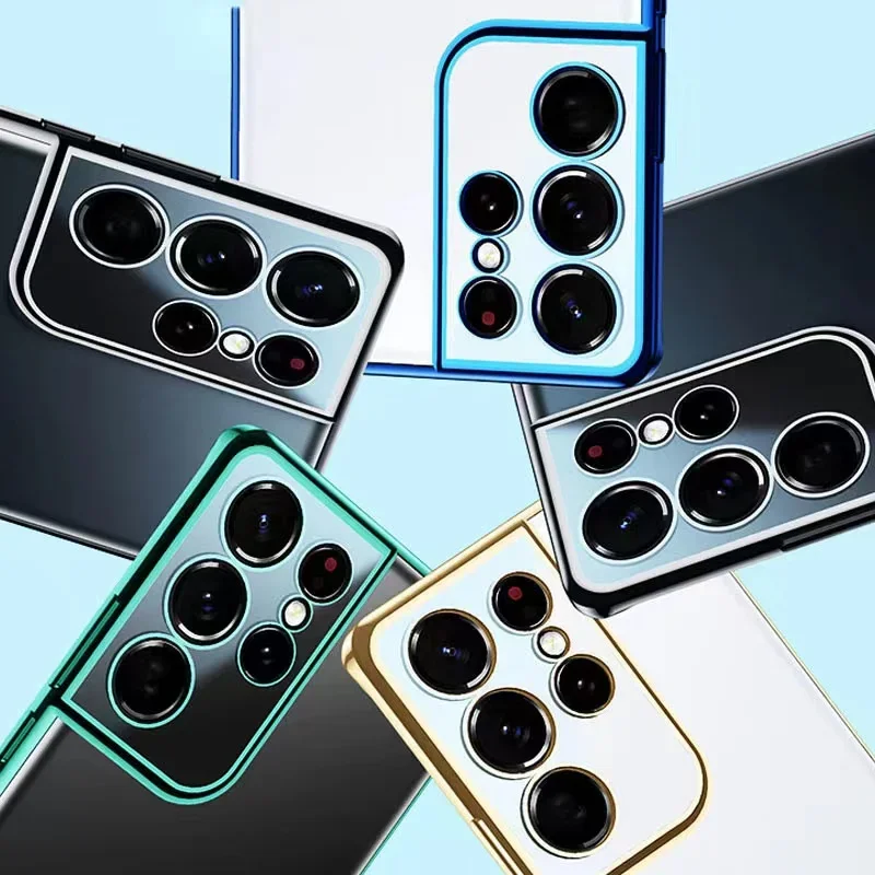 Luksusowe etui na telefon z powłoką galwaniczną do Samsung Galaxy S26 Edge S25 FE S24 S23 Ultra S22 Plus S21 FE Przezroczyste, miękkie etui — zdjęcie 6