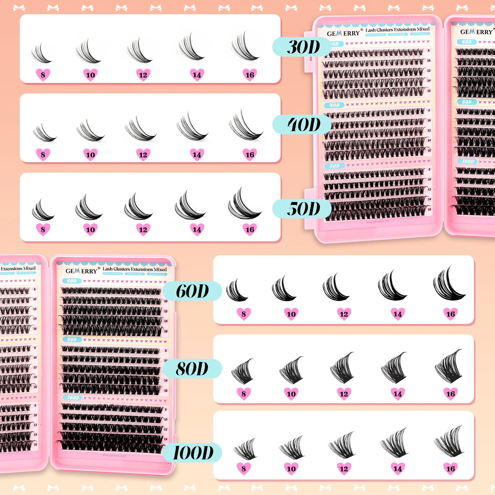 GEMERRY Cluster Eyelash DIY Extension False Eyelashes Bunches Set Multi Style Fusion Professional Makeup Cosmetics