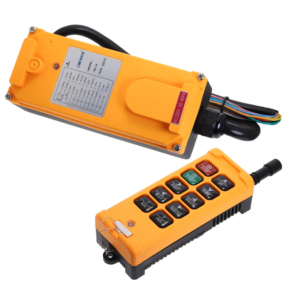 

HS-10 Industrial Wireless Crane Radio Remote Control System 1 Transmitter 10 Channels 1 Speed Control Hoist OBOHOS Remote Switch