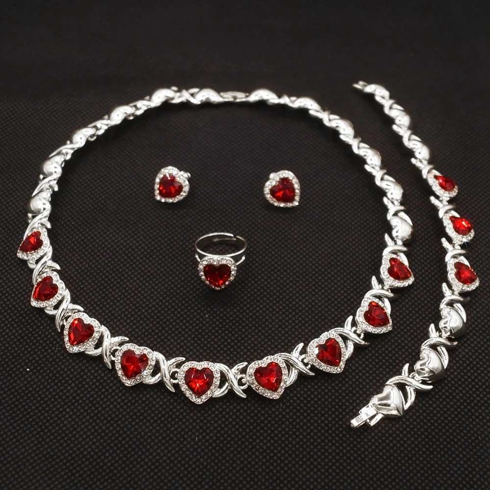 

Jewelry Sets For Women Luxury Heart Shaped Rhinestone Jewelry Set Wedding Xoxo Wedding Party Necklace Set Accessories