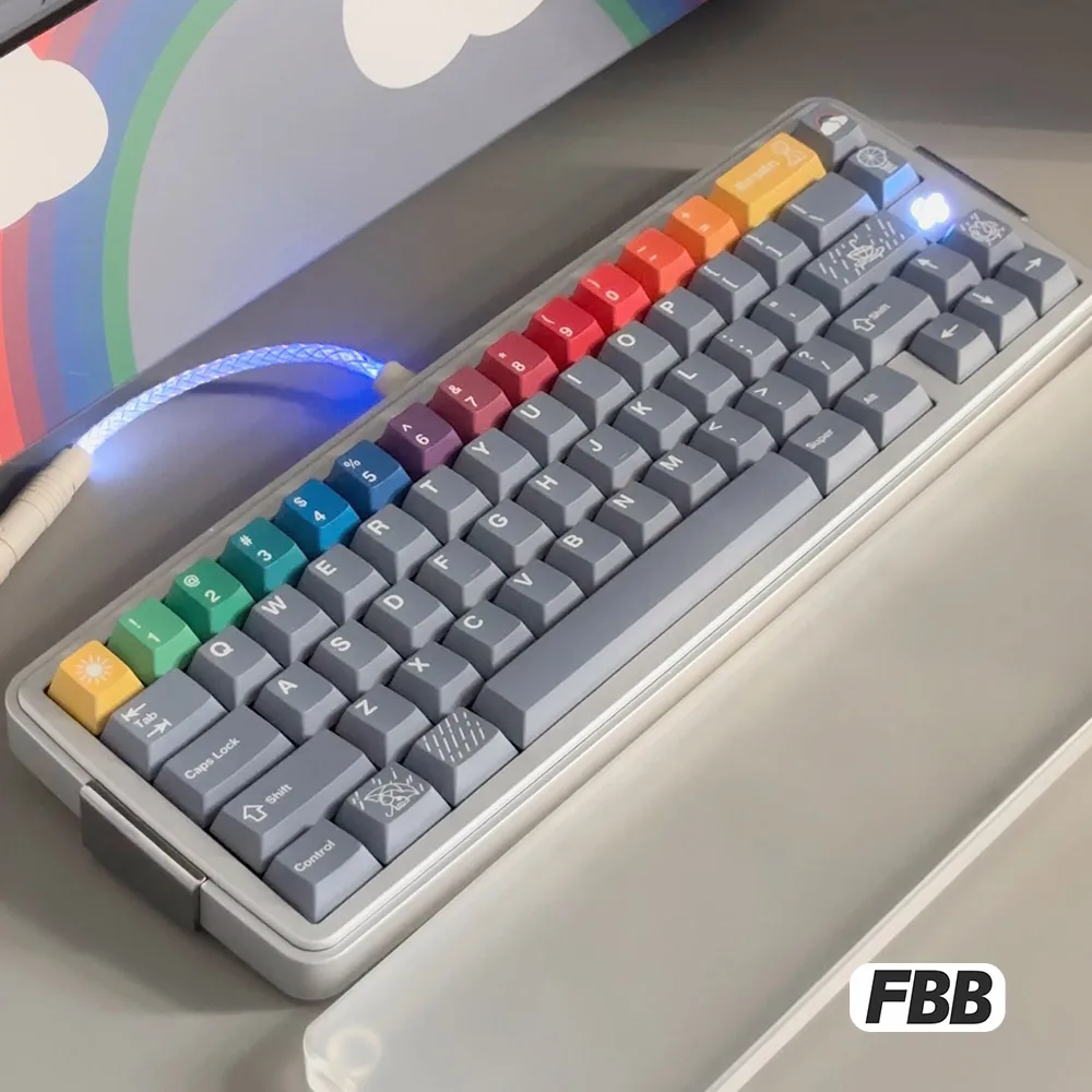 أغطية مفاتيح FBB بعد المطر 179 مفتاحًا PBT Dye-Sub ملف تعريف الكرز المخصص للوحة المفاتيح الميكانيكية للألعاب Mx Cherry Switch 68 75% DIY