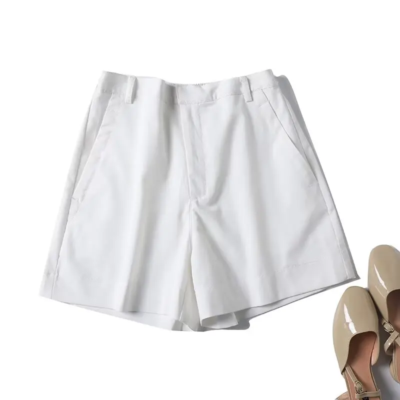 Jenny&Dave Bermuda francese retrò verde oliva in misto cotone e lino Pantaloncini estivi casual larghi minimalisti da donna