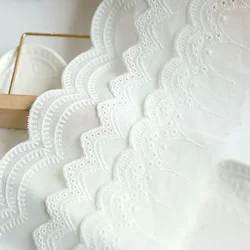 2 Yards Off white Beige Cotton Embroidered Lace Vintage Cloth Trim Wedding Dress DIY Sewing Lace Fabric Accessories