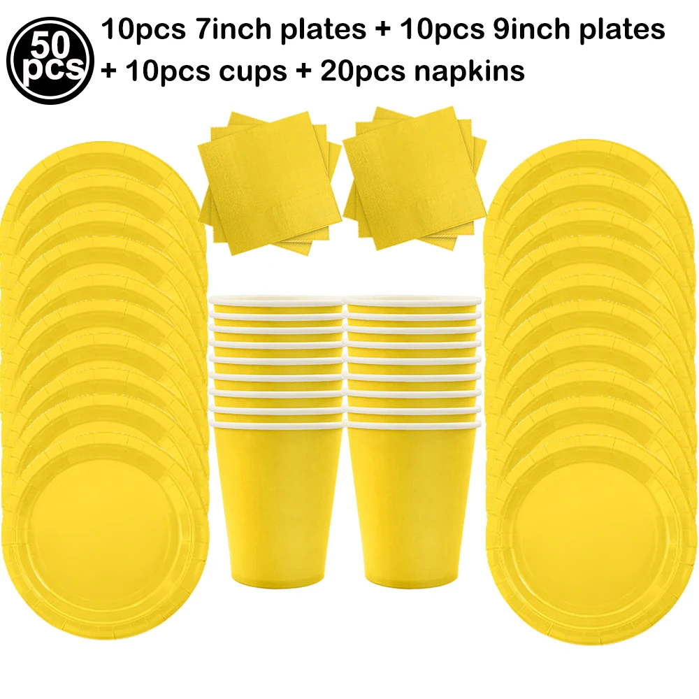 Buntes Einweg-Geschirr-Set mit Pappbechern, Tellern und Servietten für Geburtstagsfeiern, Hochzeiten, Picknicks, Babypartys und Heimdekoration – Detail 3