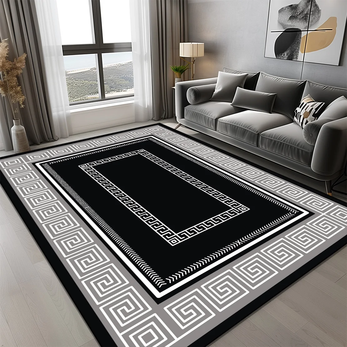 Modern Luxury Carpet for Living Room Minimalist Black and White Decoration Home Sofa Table Area Rug Soft Bedroom Mat Bedside 러그