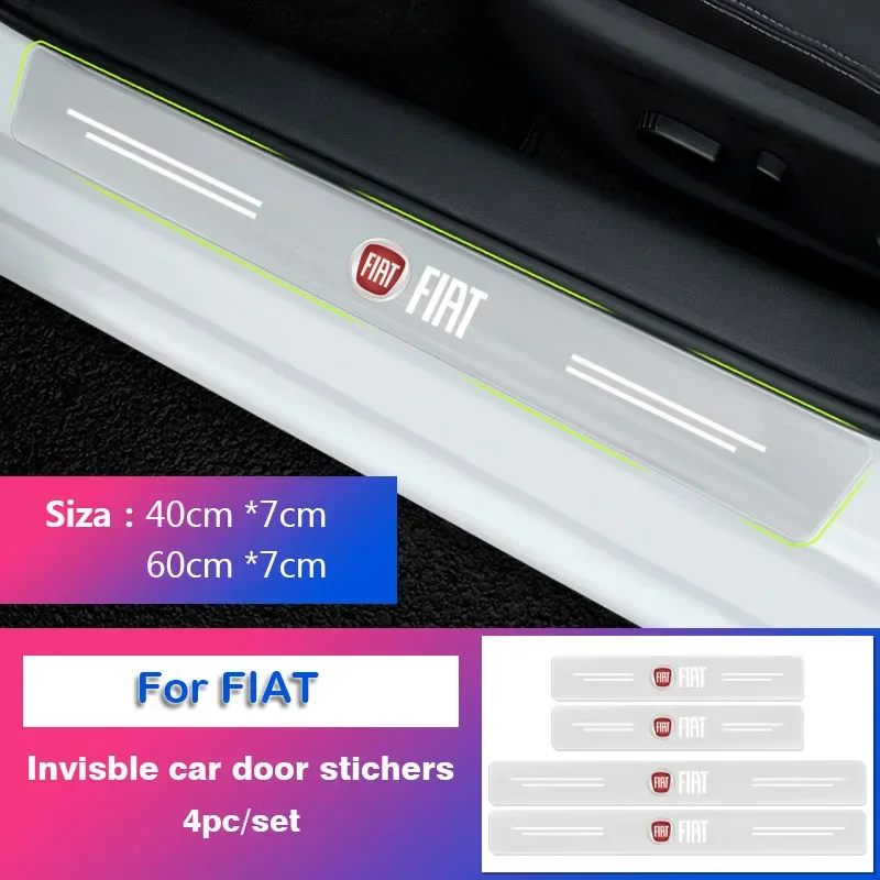

4 шт., защитная наклейка на порог автомобиля из ПВХ, защита от царапин для Fiat Panda Bravo Punto Croma 500 595, аксессуары для стайлинга автомобилей