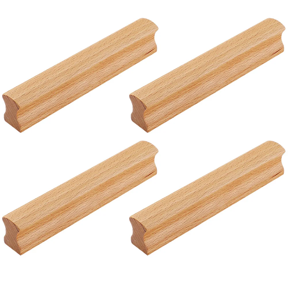 

4Pcs Solid Wood Drawer Pulls Premium Cabinet Handles Round Smooth Edge for Kitchen Bedroom Wardrobe Cupboard Furniture