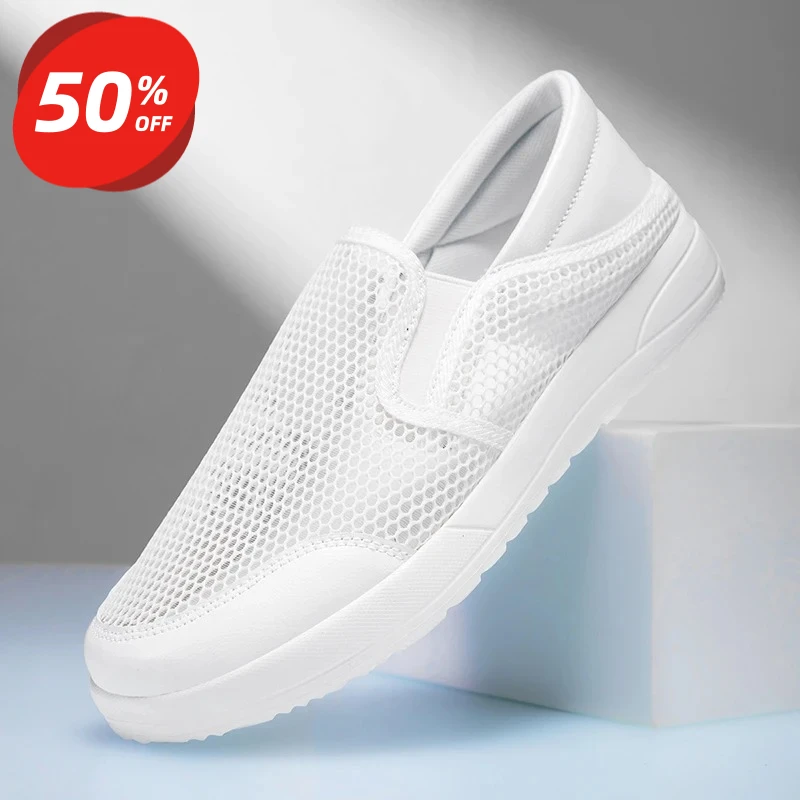 

2026 Summer new men hollow mesh wide toe shoes breathable comfortable non slip height increasing business casual shoes