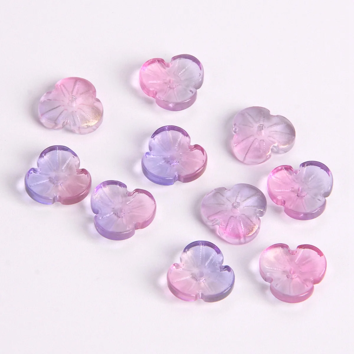 20PCS Flower Shape 12mm Blue Pink Golden Handmade Lampwork Crystal Glass Loose Beads For DIY Jewelry Making Findings