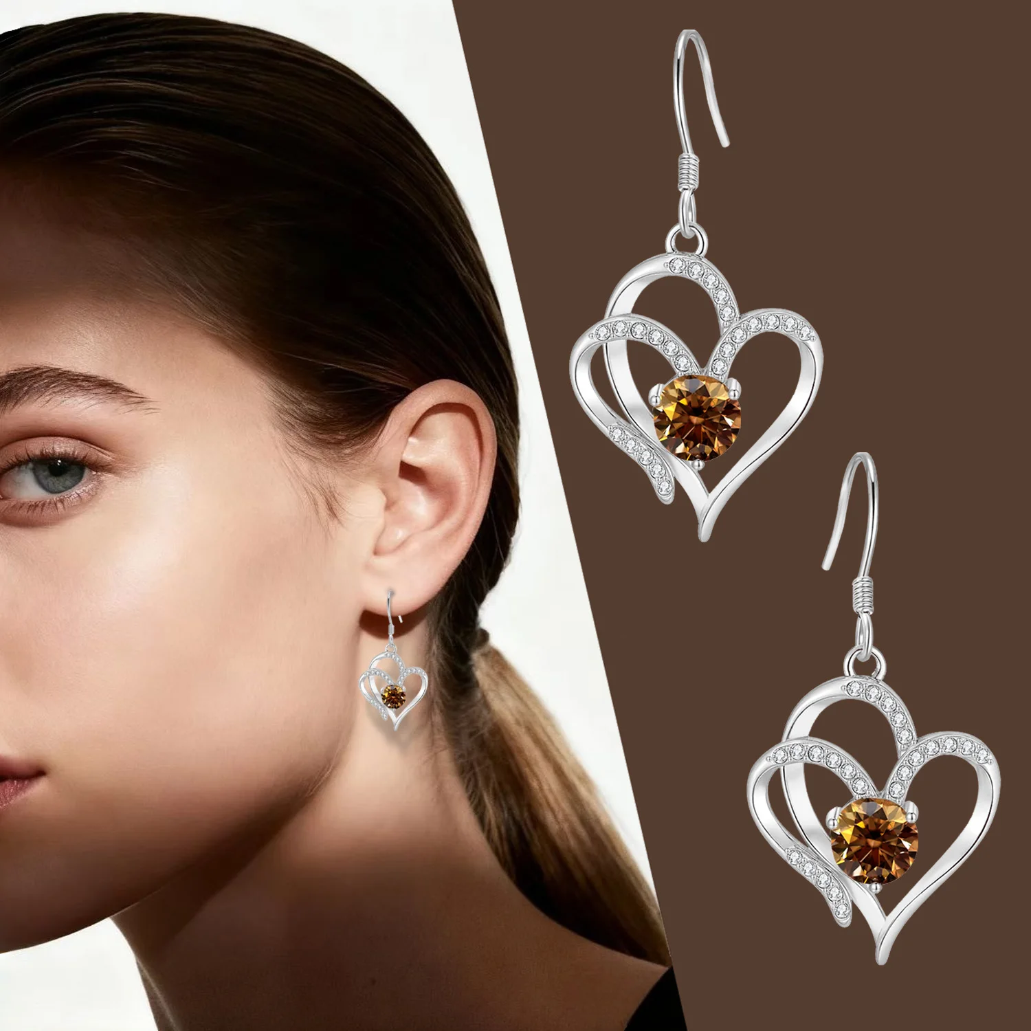 

LAMVOICE S925 sterling silver, valentine’s Day, gift for daughter, 2carat moissanite earrings, designer item high quality