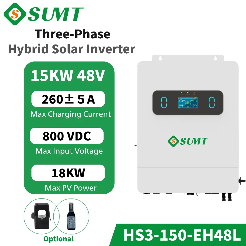 

S SUMT HS3 10.5KW/12KW/15KW Three Phase Hybrid Solar Inverter On Off Grid 48V MPPT Solar Power Inverter for Home Business
