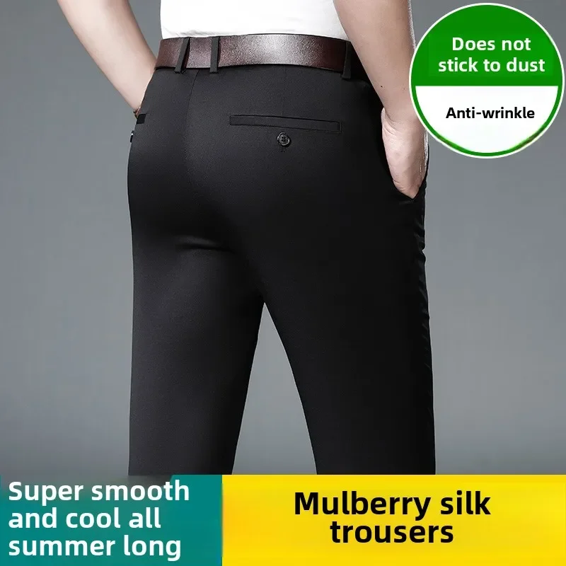 

Business Casual Semi-elastic Mulberry Silk Casual Pants Spring and Summer 2025 New Straight Loose High Quality Work Clothes