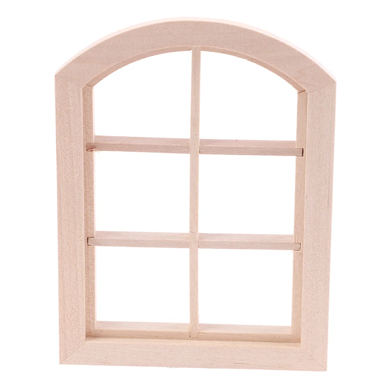 1:12 Dollhouse Miniature Wooden Arched Window Model Furniture Accessories