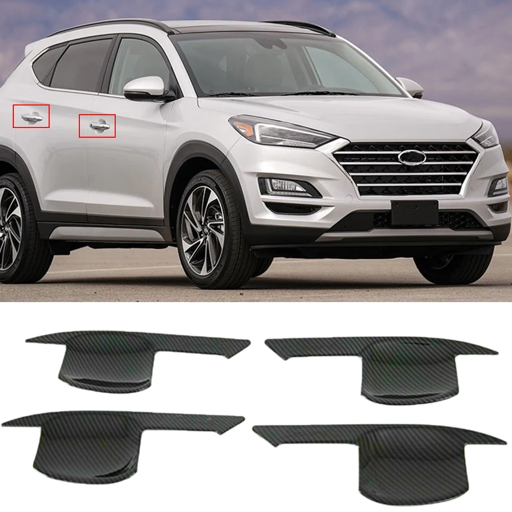 

4Pcs Carbon Fiber Door Handle Bowl Cover Trim Sticker Protector For Hyundai Tucson 2015 2016 2017 2018 2019 2020