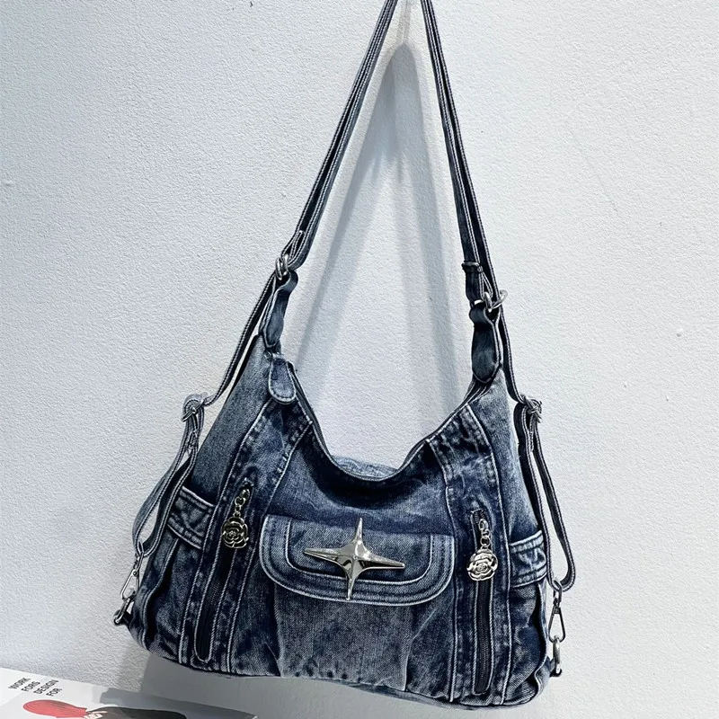 Tas tangan wanita Denim kualitas tinggi baru tas HOBO kapasitas besar kasual tas bahu Bolsas Totes wanita terlaris