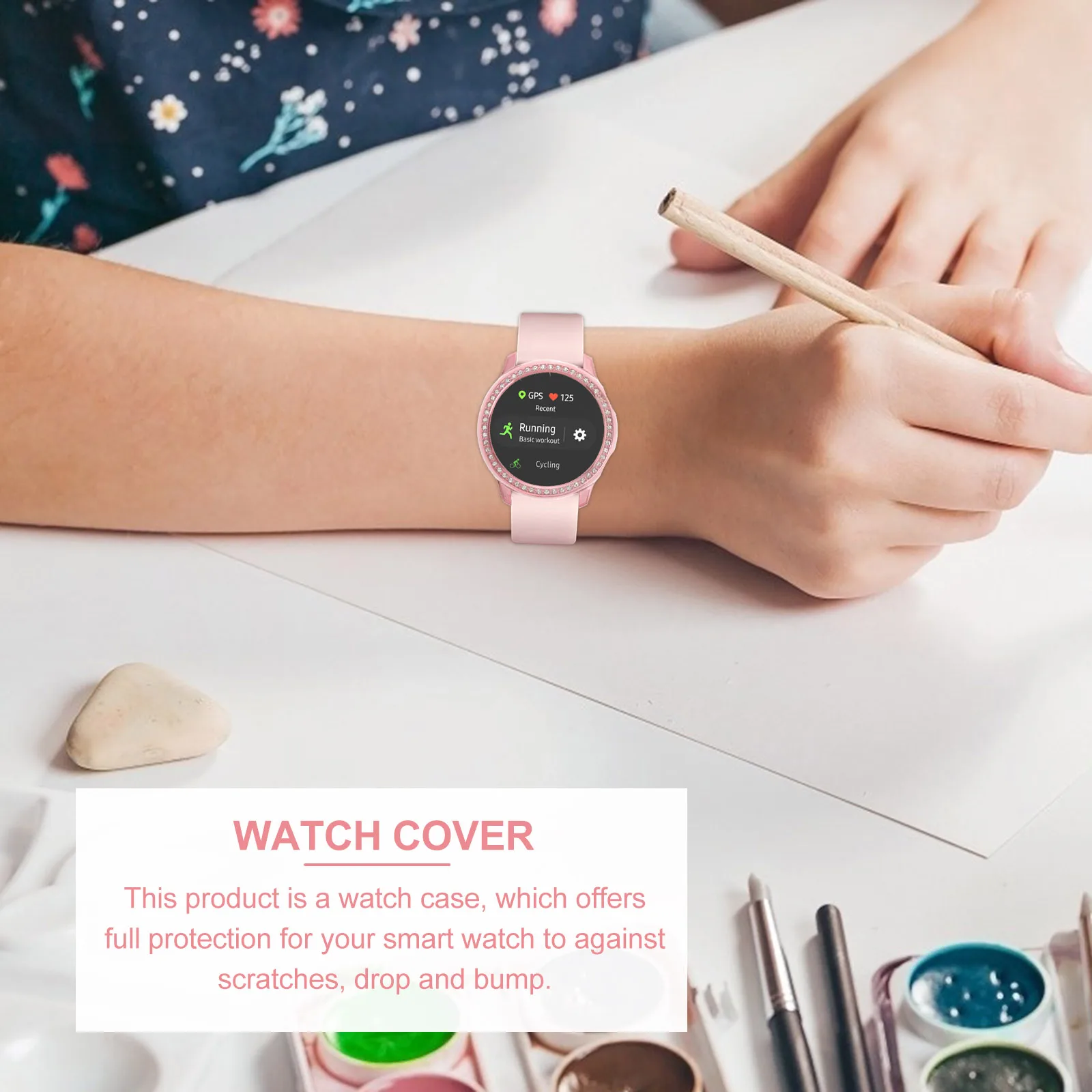 

Delicate Watch Protective Case Diamond-encrusted Plating Watch Cover Professional Watch Anti-drop Case Compatible for Galaxy