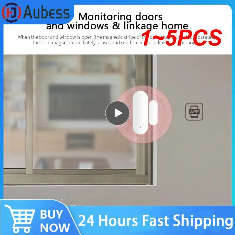 1~5PCS Tuya Wifi Door/Window Sensor Smart Door Open Closed Detector App Notification Alert Compatible with Alexa Home