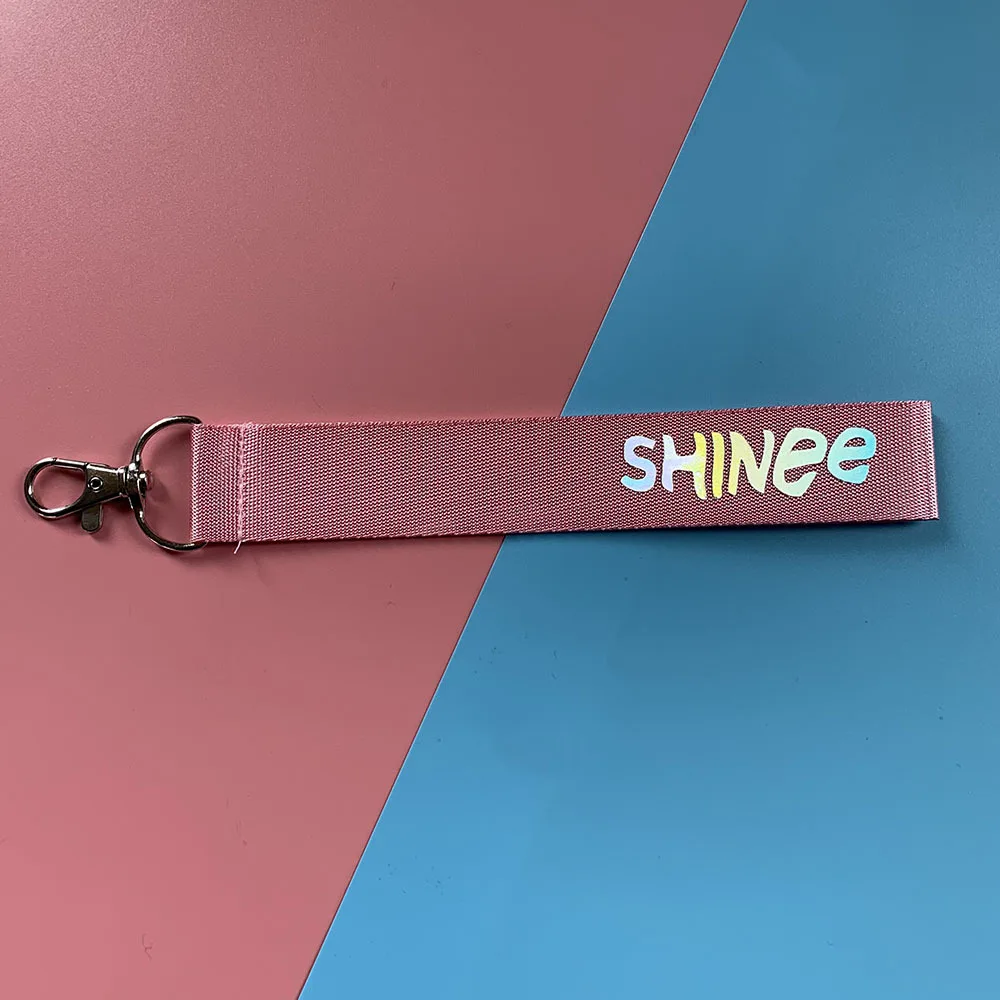 15CM Kpop SHINee Keychain Long Rope Nylon Laser Name Printing Pendant Mobile Phone Backpack Pendant Accessories Fans Gift