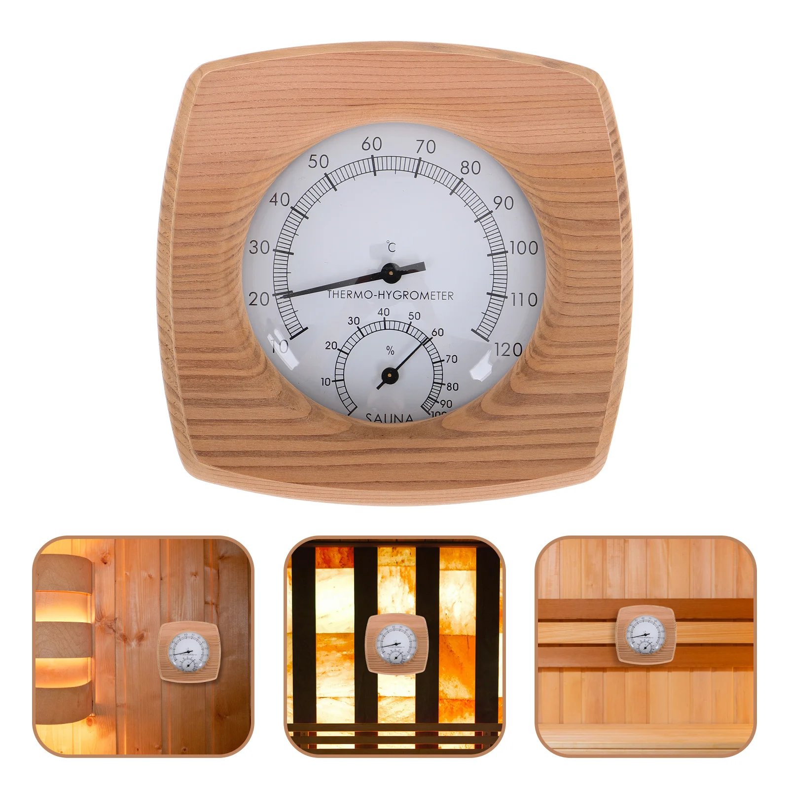مقياس حرارة ساونا خشبي، مقياس رطوبة داخلي لغرفة الساونا، ملحق على الحائط، مقياس درجة الحرارة والرطوبة، أداة ميزان حرارة داخلي