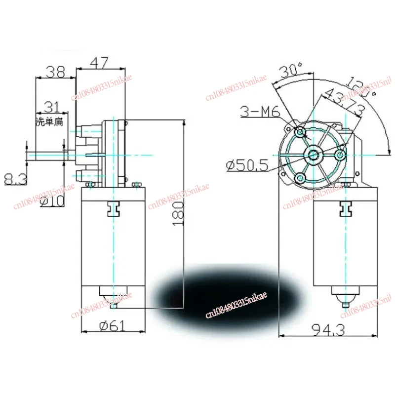 60w 12V 24V 100-550rpm, multi-speed, worm gear DC reduction motor, plastic turbine