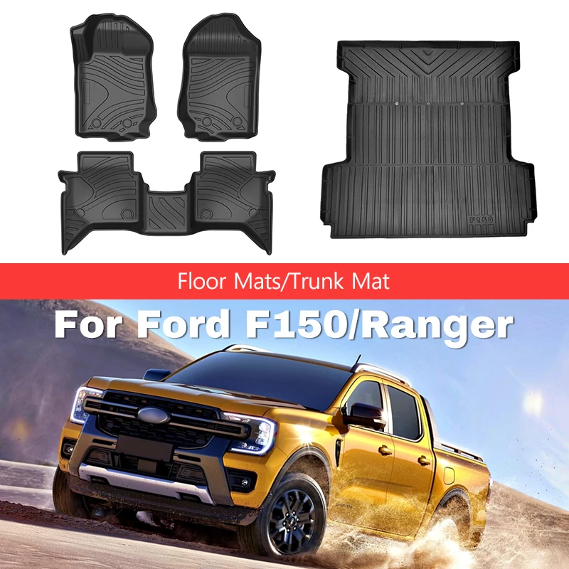 

Car Floor Mats Trunk Liner For Ford F150 Ranger Raptor TPE Double Layer Foot Carpets Non - Slip Wear - Resistant Protective Pad
