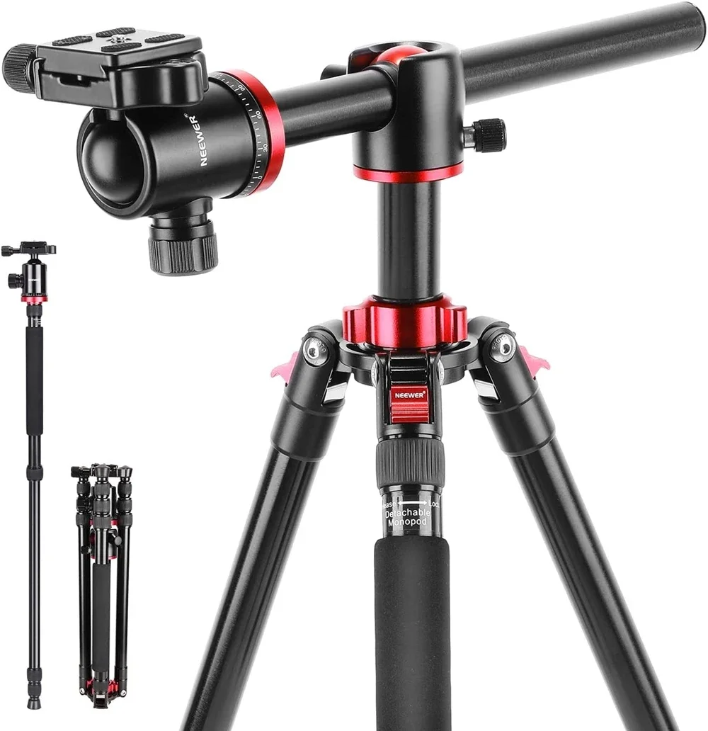 NEEWER Camera Tripod Monopod with Rotatable Center Column for Panoramic Shooting, Aluminum Alloy 75