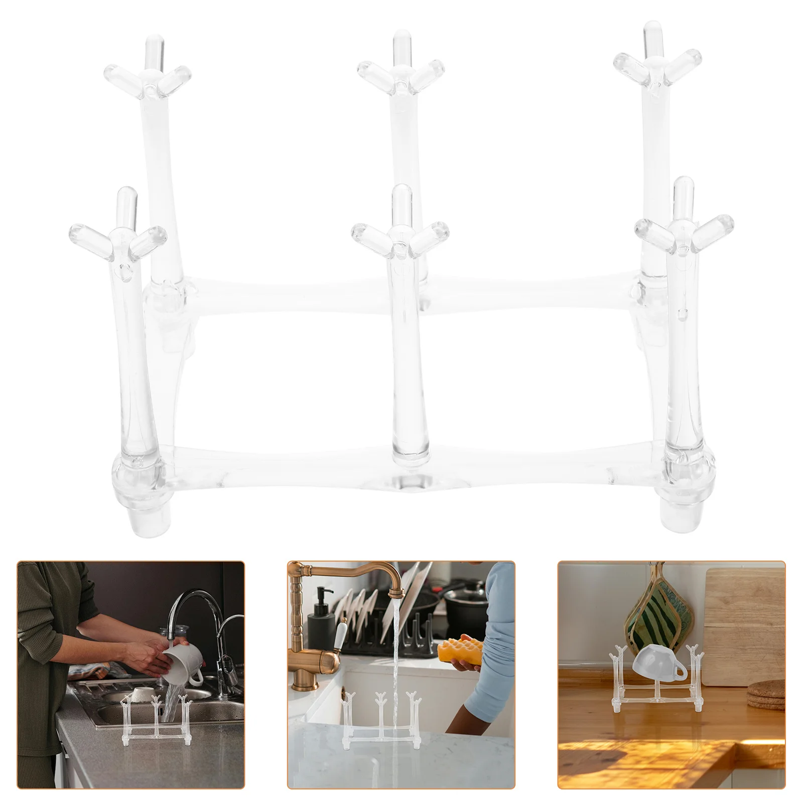 

Acrylic Cup Rack Creative Small Cup Holder Drying Stand Kitchen Countertop Coffee Mug Organizer Drainer Storage Shelf