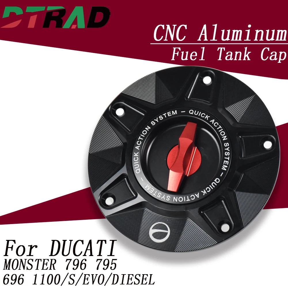 

For DUCATI MONSTER 796 696 795 2009-2014 1100/S EVO DIESEL CNC Quick Release Locking Plug Fuel Tank Cap Oil Gas Airbox Cover