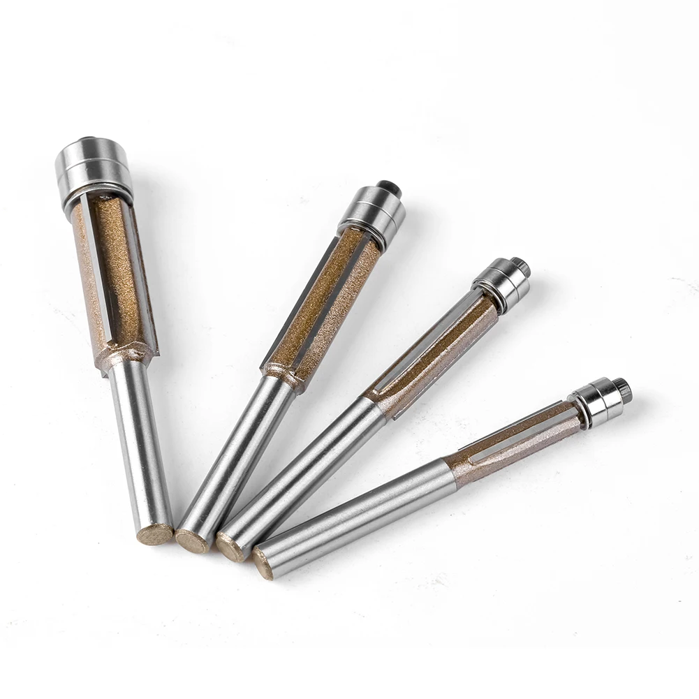 1PC 6mm 1/4in Gambo a tre lame Doppio cuscinetto A filo Trim Bit Router Bit Professionale lavorazione del legno Fresa per legno Bit