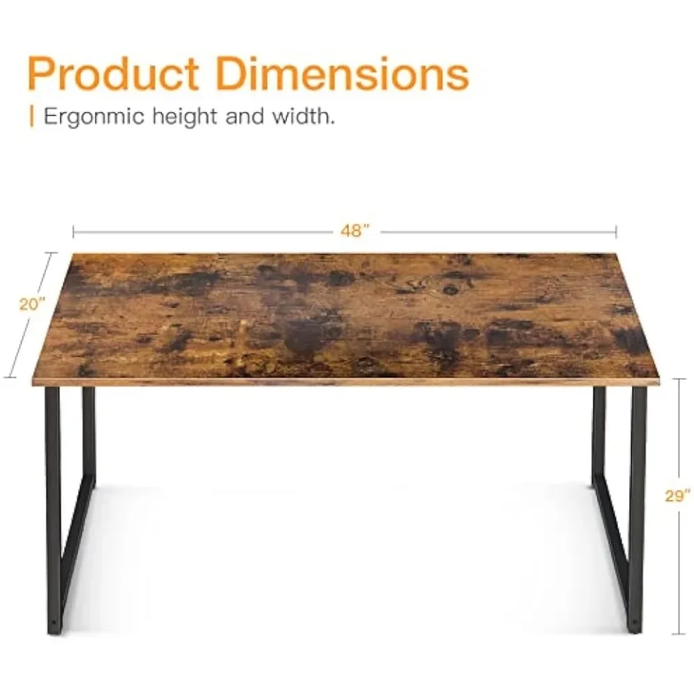 Coleshome 48 Inch Computer Desk, Modern Simple Style Desk for Home Office, Study Student Writing Desk, Vintage，Durable