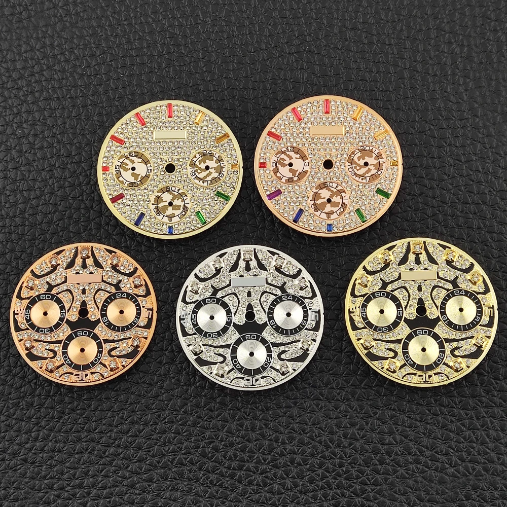 29/29.5mm Watch Dial Diamond vk63 Dial No Lumes Watch Face Customizable Logo Fit vk63 Case VK63 VK64 Movement