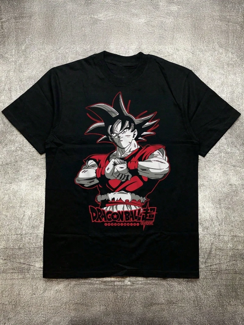 

Men's Summer Round Neck Short Sleeve T-shirt with "DRAGONBAL SUPER" Character Pattern Printed Design 100% Cotton