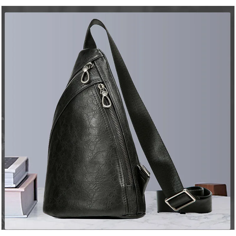 

Real leather men's chest bag, outdoor casual high-quality crossbody bag, new fashion trend shoulder bag, men's bag