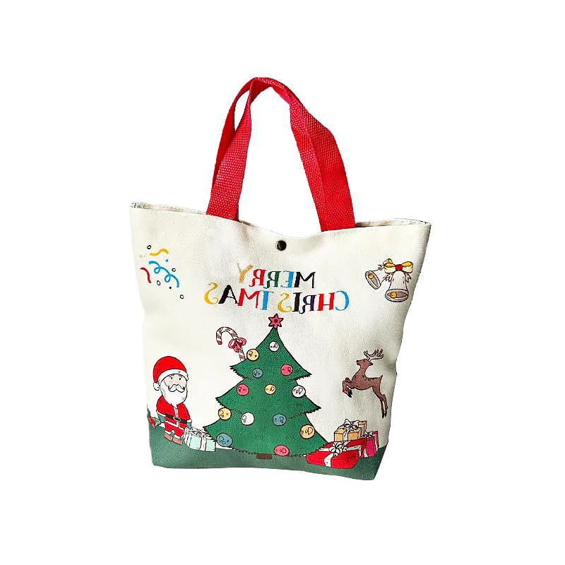 Bolsa de regalo de Navidad dibujos animados Santa Claus alce árbol de Navidad bolsa de lona de mano decoración de Feliz Navidad