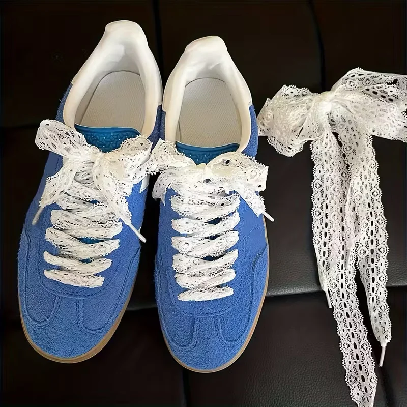 2Pair Elegant White Lace Bow Shoe Laces - 47.24