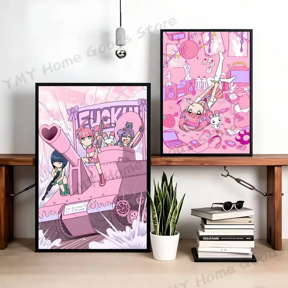 Pink Aesthetics M-Menhera Maiden Poster For Wall Prints for Living Room Bedroom Office Home Decoration Gift