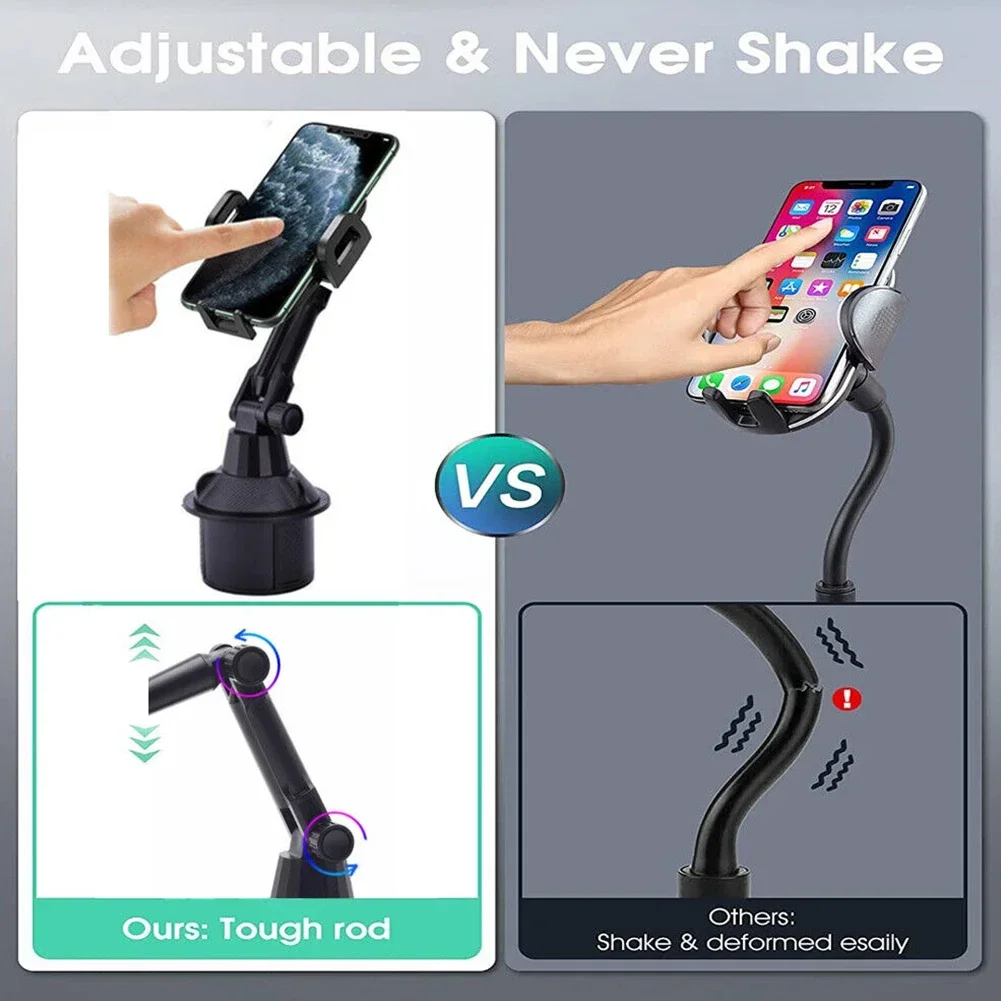 Car Cup Holder Phone Mount With Expandable Base Rotatable Height Adjustable Phone Clamp SUV Truck Automobile Accessories