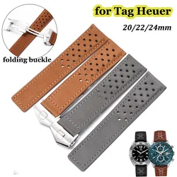 20mm 22mm 24mm Watchband Genuine Leather Wristbelt for Tag Heuer Carrera Monaco Series Cow Leather Bracelet Universal Soft Strap