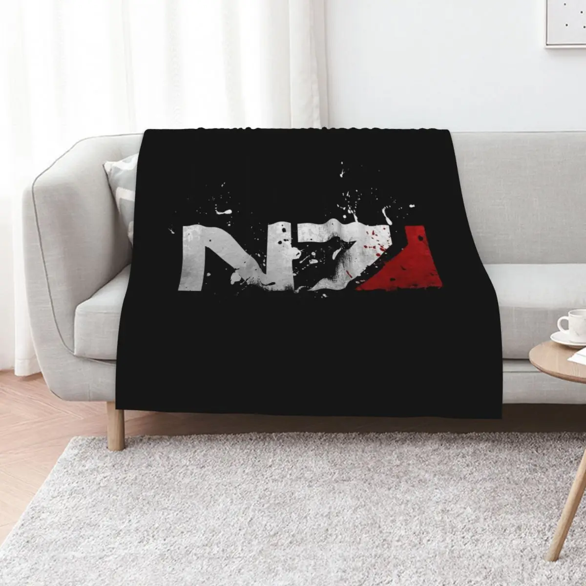 

Mass Effect Distressed N7 Throw Blanket Vintage Single Plaid on the sofa Fashion Sofas Blankets