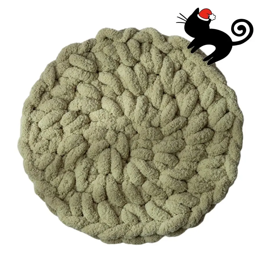 

Самосогревающийся вязаный коврик для кровати, очень мягкие теплые круглые моющиеся подушечки для домашних котят amp Kitty Small Pets Cat Trees Green