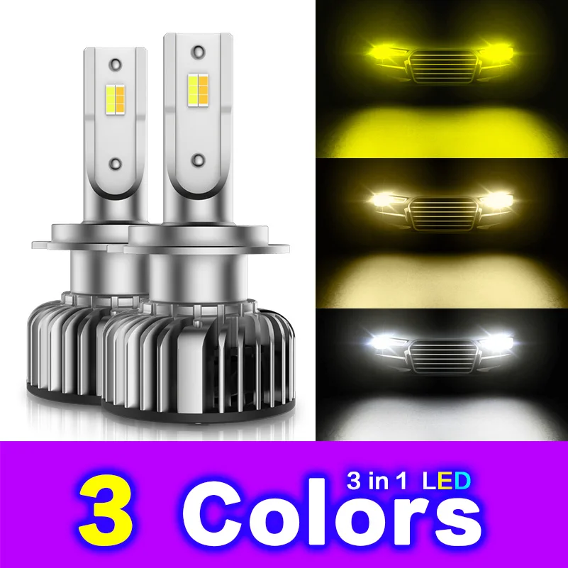 

Car Auto LED Headlight Lamps 3 Color Change Variable Bulb White Golden Yellow Bright Lamps H1 H4 H7 H11 HB3 9005 HB4 9006 9012