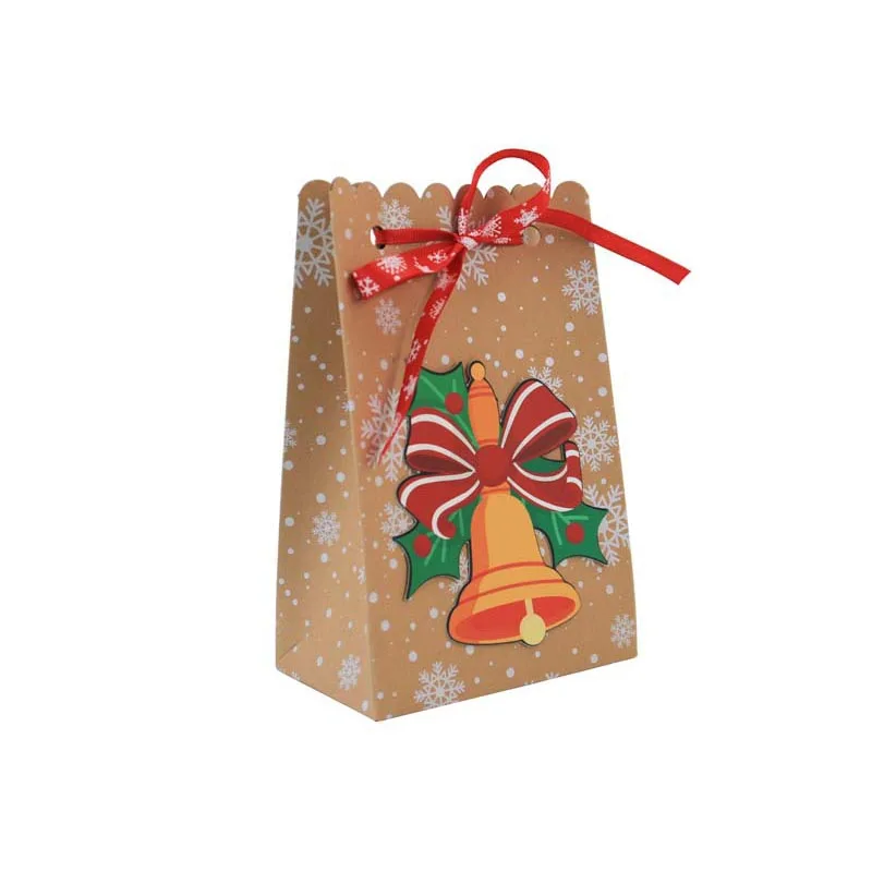 8pcs Christmas Gift Bags Xmas Tree Elk Santa Claus New Year Party Supplies Candy Chocolate Packaging Paper Kraft Bag for Guests