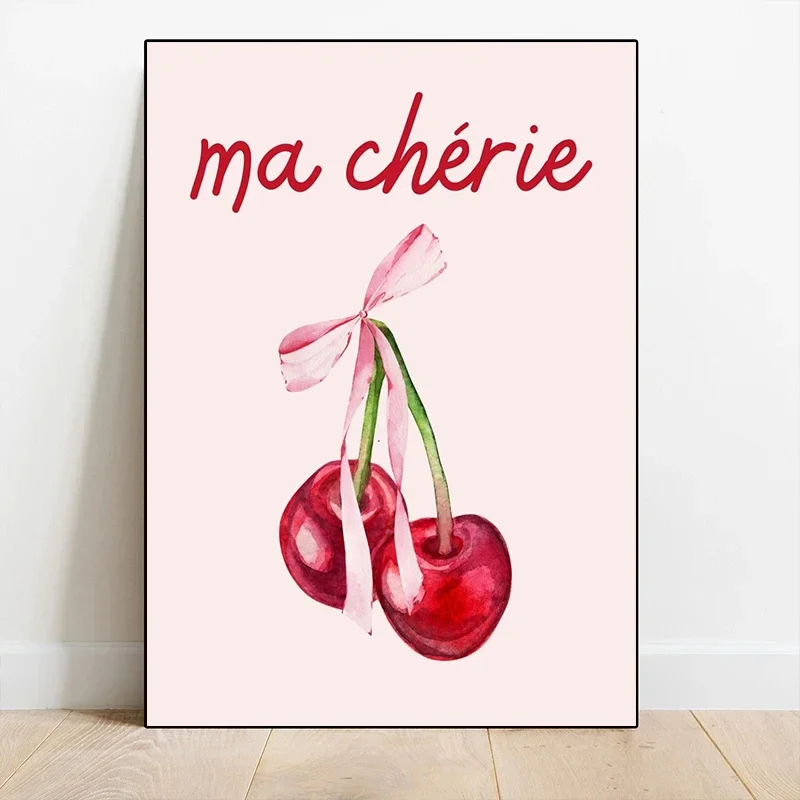 Frameless Canvas Painting Pink Bow Balloons Swan Teddy Bear Cherry Posters Prints Canvas Printing Wall Art Picture For Living Ro