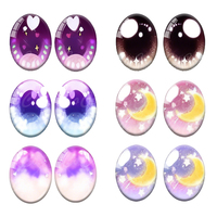 6pairs Cartoon Doll glass Eye moved pupils Colorful 10x14mm/13x18mm Oval photo glass cabochon demo flat back Making findings