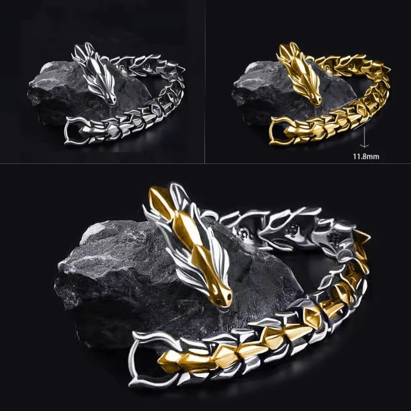 

New Dragon Bracelet for Men,Precious Dragon Bracelet Domineering Handmade Metal Bracelet,Personalized Creative Jewelry Gift
